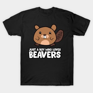 Just a Boy Who Loves Beavers Cute Beaver T-Shirt